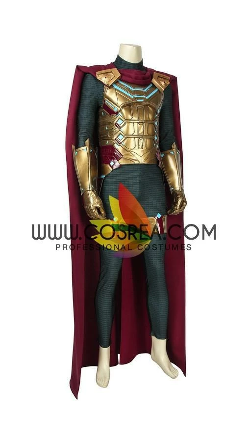 Cosrea Cosplay Costumes Mysterio Metallic Gold Spiderman Far From Home PU Leather Cosplay Costume