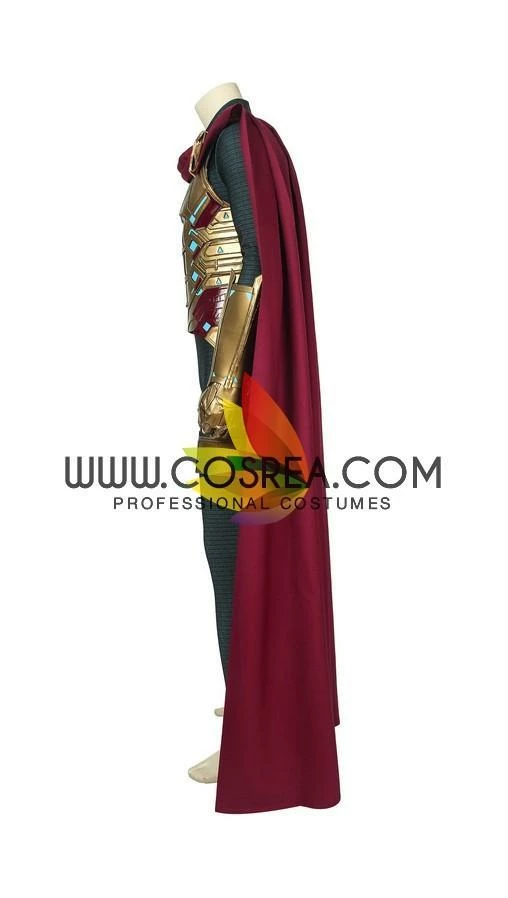 Cosrea Cosplay Costumes Mysterio Metallic Gold Spiderman Far From Home PU Leather Cosplay Costume