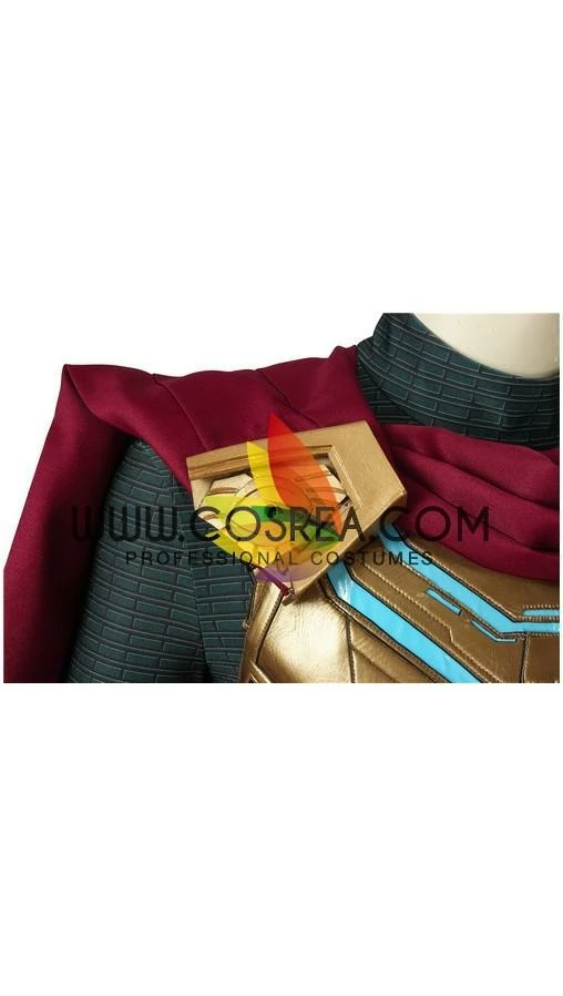Cosrea Cosplay Costumes Mysterio Metallic Gold Spiderman Far From Home PU Leather Cosplay Costume