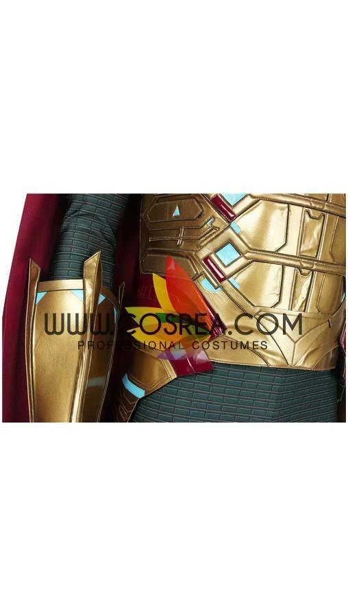 Cosrea Cosplay Costumes Mysterio Metallic Gold Spiderman Far From Home PU Leather Cosplay Costume