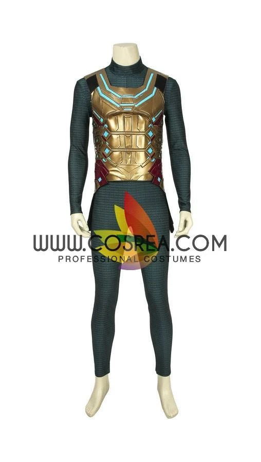 Cosrea Cosplay Costumes Mysterio Metallic Gold Spiderman Far From Home PU Leather Cosplay Costume
