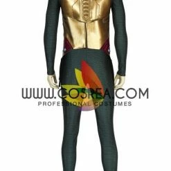 Cosrea Cosplay Costumes Mysterio Metallic Gold Spiderman Far From Home PU Leather Cosplay Costume