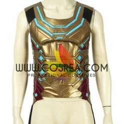 Cosrea Cosplay Costumes Mysterio Metallic Gold Spiderman Far From Home PU Leather Cosplay Costume