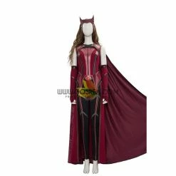 Cosrea Scarlet Witch Finale Version In Bright Red Wanda And Vision TV Series Cosplay Costume Marvel Universe