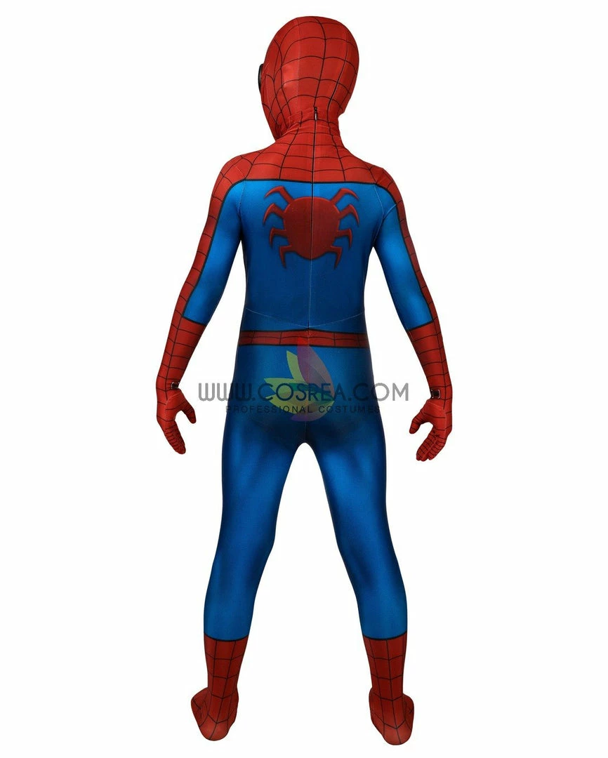 Cosrea Spiderman PS4 Game Classic Version Kids Size Digital Printed Cosplay Costume