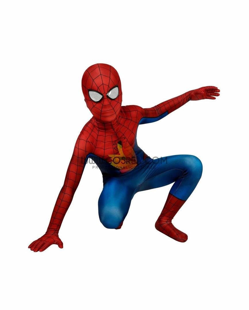 Cosrea Spiderman PS4 Game Classic Version Kids Size Digital Printed Cosplay Costume