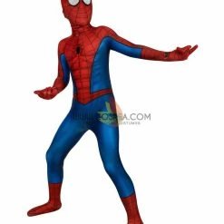 Cosrea Spiderman PS4 Game Classic Version Kids Size Digital Printed Cosplay Costume