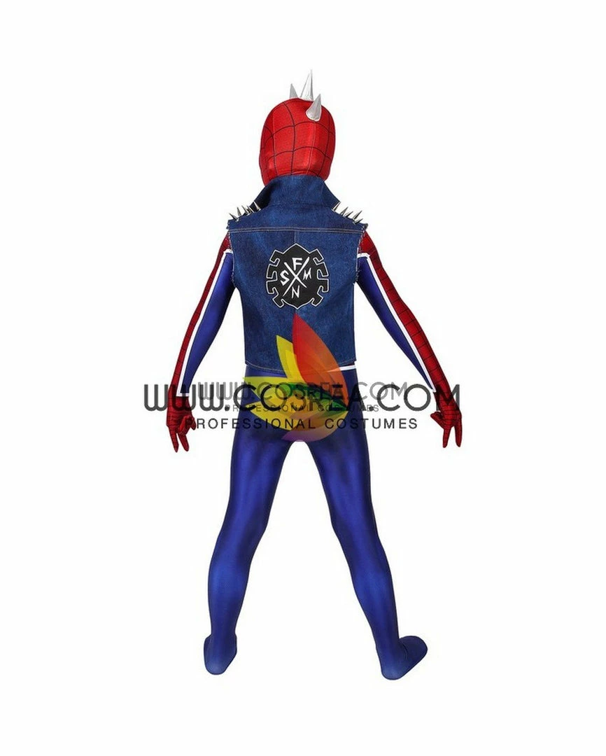 Cosrea Spiderman PS4 Game Punk Suit Kids Size Digital Printed Cosplay Costume Marvel Universe