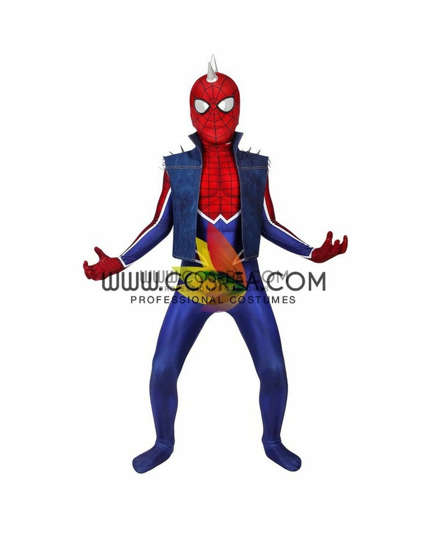 Cosrea Spiderman PS4 Game Punk Suit Kids Size Digital Printed Cosplay Costume Marvel Universe