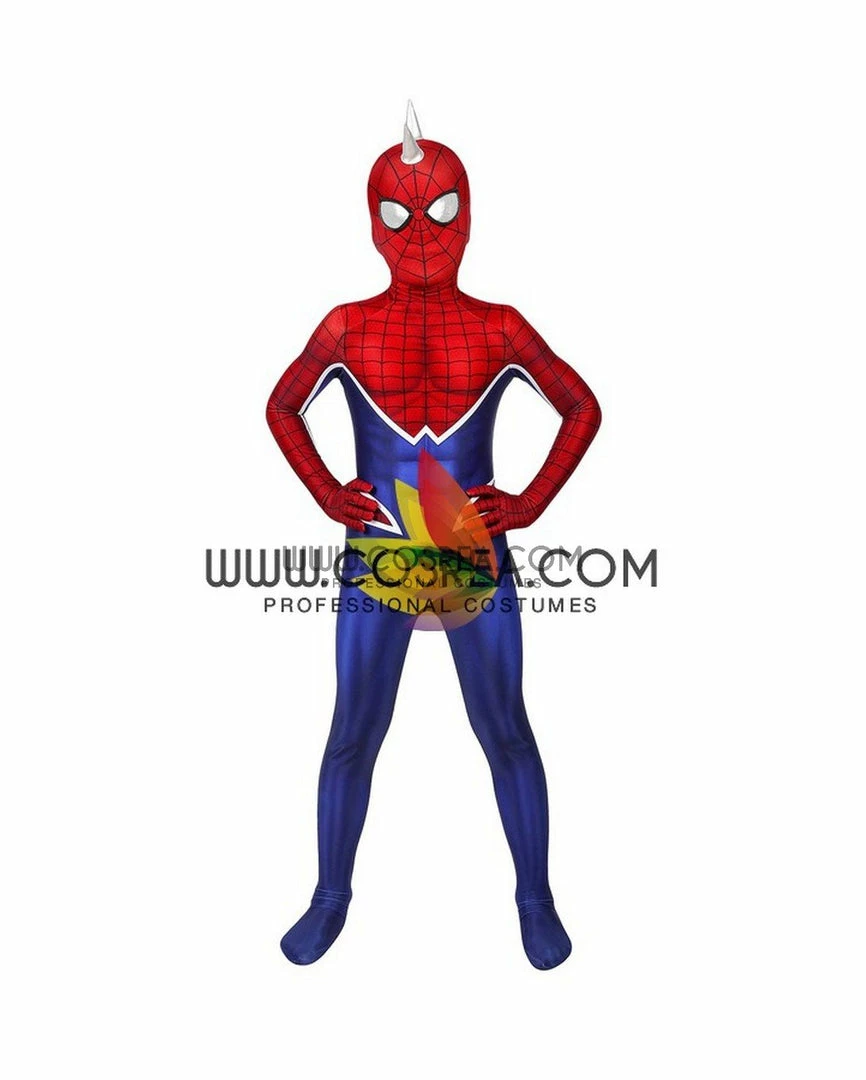 Cosrea Spiderman PS4 Game Punk Suit Kids Size Digital Printed Cosplay Costume Marvel Universe