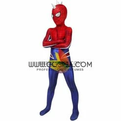 Cosrea Spiderman PS4 Game Punk Suit Kids Size Digital Printed Cosplay Costume Marvel Universe