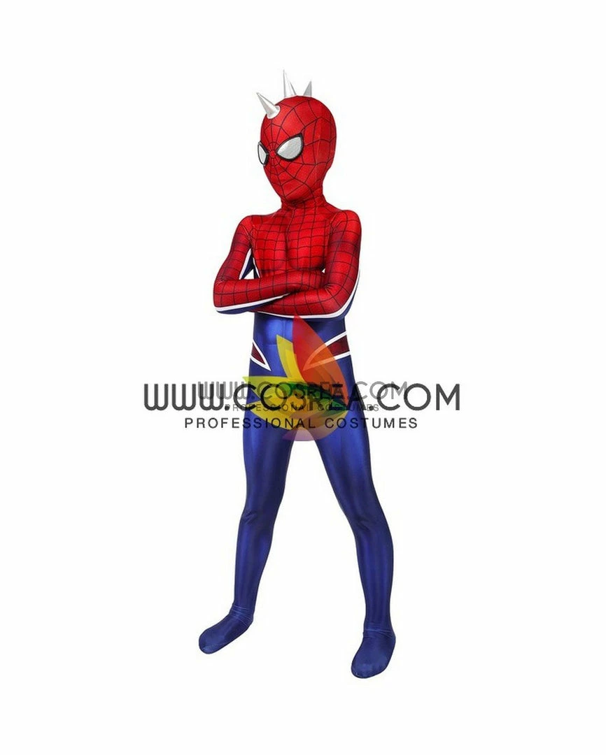 Cosrea Spiderman PS4 Game Punk Suit Kids Size Digital Printed Cosplay Costume Marvel Universe