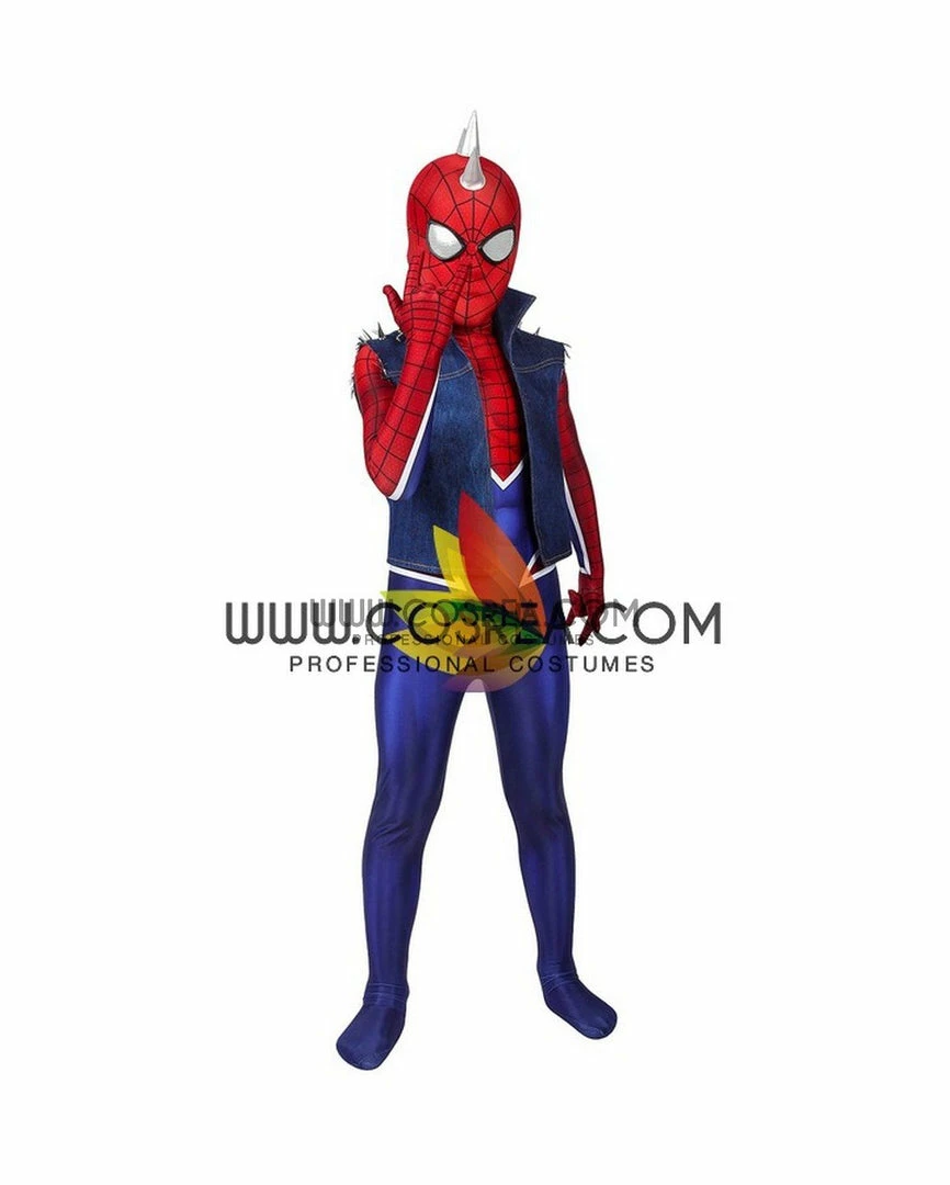 Cosrea Spiderman PS4 Game Punk Suit Kids Size Digital Printed Cosplay Costume Marvel Universe