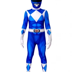 Cosrea Mighty Morphin Power Rangers Blue Ranger Kids Size Digital Printed Cosplay Costume TV & Movies