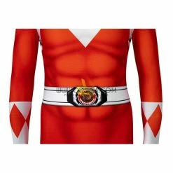 Cosrea TV & Movies Mighty Morphin Power Rangers Red Ranger Kids Size Digital Printed Cosplay Costume