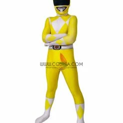 Cosrea TV & Movies Mighty Morphin Power Rangers Yellow Ranger Kids Size Digital Printed Cosplay Costume
