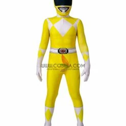 Cosrea TV & Movies Mighty Morphin Power Rangers Yellow Ranger Kids Size Digital Printed Cosplay Costume
