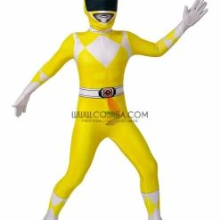Cosrea TV & Movies Mighty Morphin Power Rangers Yellow Ranger Kids Size Digital Printed Cosplay Costume